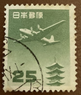 Japan 1952 Airmail - Douglas DC-4 Airplane Over Horyu-ji Pagoda 25y - Used - Used Stamps
