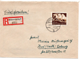 57639 - Deutsches Reich - 1942 - 42Pfg Braunes Band EF A R-Bf BRAUNSCHWEIG -> NEUSTADT - Ippica