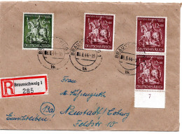 57648 - Deutsches Reich - 1944 - 3@12Pfg Goldschmiedekunst MiF A R-Bf BRAUNSCHWEIG -> NEUSTADT - Lettres & Documents