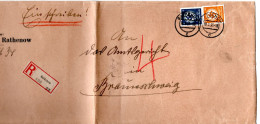 L57669 - Deutsches Reich / Dienst - 1935 - 50Pfg Dienst MiF A R-Bf RATHENOW -> BRAUNSCHWEIG, Senkr Mittelbug - Service