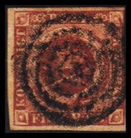 1851. DANMARK. 4 R.B.S. Chocolate-brown. Ferslew Print. Mute Cancel. Fold.  (Michel 1I) - JF531129 - Used Stamps