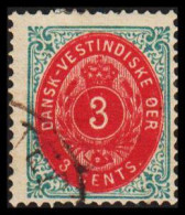 1873-1874. Bi-coloured. 3 C. Blue/red. Inverted Frame. Perf. 14x13½. Fold. (Michel 6 IIb) - JF531200 - Danemark (Antilles)