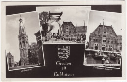 Groeten Uit Enkhuizen: Zuidertoren, Compagniesbrug, Zuiderzee Museum - (Noord-Holland, Nederland) - 1954 - Enkhuizen