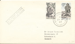 Ireland FDC 30-11-1967 Tercentenary Of The Birth Of DEAN SWIFT 1667 - 1867 Complete Set Of 2 Sent To Denmark - FDC