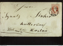 Ganzsache-Brief Mit 5 Kr Kaiser Franz Joseph Aus WIEN V.17.6.1874 Nach Muttersdorf (Böhmen) ü STANKAU Knr: 37 Rs. Siegel - Sobres