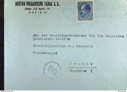 Bulgarien: Brief Aus Sofia Mit 7 AB V. 16.3.1942 An Das Amt Des Generalgouv. Für Besetzte Polnische Gebiete KRAKAU-Tabak - Krieg