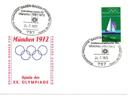 57688 - Bund - 1972 - 25Pfg Olympia '72 EF A Bf SoStpl BADEN-BADEN - BRIEFMARKEN WERBEN FUER OLYMPIA - Summer 1972: Munich