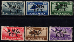1947 Trieste "A", Posta Aerea Del 1945-7 Soprastampati, Serie Completa Linguellata (*) - Posta Aerea