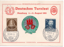 57690 - Berlin - 1953 - 5Pfg Lilienthal MiF A SoKte SoStpl HAMBURG - DEUTSCHES TURNFEST ... -> Waldkraiburg - Gimnasia