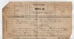 TB 4137 - Télégramme De PARIS 29 Pour Me LE BRETON Notaire à RAVIGNY ( Mayenne ) - 1877-1920: Période Semi Moderne