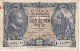 BILLETE DE 25 PESETAS DEL AÑO 1940 DE LA SERIE E - JUAN DE HERRERA (BANKNOTE) - 25 Peseten