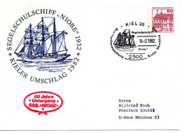 57694 - Bund - 1982 - 60Pfg B&S PGAU "Niobe" SoStpl KIEL - SEGELSCHULSCHIFF 'NIOBE' -> Muenchen - Schiffe