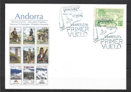 ANDORRA-SOBRE CON SELLO NO EMITIDO TAMPONADO AHORA CON EL TAMPON DE EPOCA PRIMER  VUELO NUNCA REALIZADO (C.S.2.) - Used Stamps