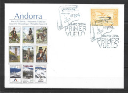 ANDORRA-SOBRE CON SELLO NO EMITIDO TAMPONADO AHORA CON EL TAMPON DE EPOCA PRIMER NUNCA VUELO NUNCA REALIZADO (C.S.2.) - Used Stamps