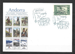 ANDORRA-SOBRE CON SELLO NO EMITIDO TAMPONADO AHORA CON EL TAMPON DE EPOCA PRIMER  VUELO NUNCA REALIZADO (C.S.2.) - Used Stamps