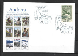 ANDORRA-SOBRE CON SELLO NO EMITIDO TAMPONADO AHORA CON EL TAMPON DE EPOCA PRIMER  VUELO NUNCA REALIZADO (C.S.2.) - Used Stamps