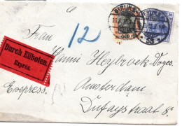 57711 - Deutsches Reich - 1915 - 25Pfg Germania MiF A EilBf BERLIN -> Niederlande, O Zensur - Lettres & Documents