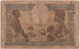 MADAGASCAR  100 Francs    P40a   (ND 1937)  "Family  + Field Work At Back " - Madagascar