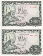 PAREJA IMPAR DE 1000 PTAS DEL AÑO 1965 SAN ISIDORO SERIE X SIN CIRCULAR (SC) (BANKNOTE) - 1000 Peseten