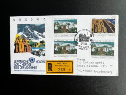 AUSTRIA UNITED NATIONS 1992 REGISTERED FDC VIENNA TO BRANDENBURG VEREINTE NATIONEN WIEN OSTERREICH EINSCHREIBEN - Cartas & Documentos
