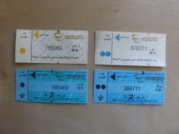 Lot De 4 Tickets De Bus Différents. Transtu. Tunisie Tunisia Tunisien. Voir Recto Et Verso Sur Les 2 Images. - Welt