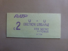 Ticket De Métro Parisien Jaune. RATP Section Urbaine. RER Métro Autobus. Utilisé. Avec Un Coup De Stylo à Bille... - Europa