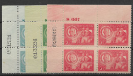 Cuba Mint 3 Green 2 Blue And Red Mnh ** With Plate And Sheet Numbers - Unused Stamps
