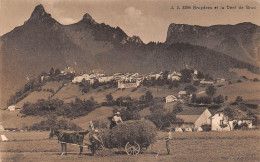 Suisse - FR - GRUYERES Et La Dent De Broc - Fenaison Attelage De Cheval Transportant Du Foin - Ecrit 1931 (voir 2 Scans) - Broc