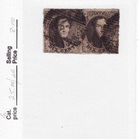 5976) Belgium 1851 Watermark Without Frame Pair - 1851-1857 Médaillons (6/8)