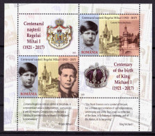 RO 2021, LP 2343b, "Centenary Of The Birth Of King Michael I", Block 880, MNH - Unused Stamps