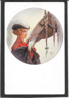 S. SOLOMKO - Mon Favari - Femme Et Cheval Dans Médaillon - Solomko, S.