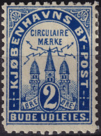 DANEMARK / DENMARK - 1887 - COPENHAGEN Lauritzen & Thaulow Local Post 2øre Dark Blue - Mint* - Local Post Stamps