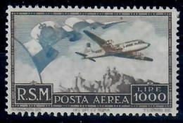 SAN MARINO 1951 BANDIERA AEREO VEDUTA POSTA AEREA  - MH/* - Luftpost