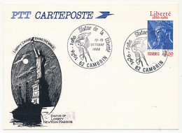 Entier Repiqué - C.P. 2,50 Statue Liberté - Statue De La Liberté - 62 CAMBRIN - 18/19 Octobre 1986 - Cartes Postales Repiquages (avant 1995)