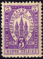 DANEMARK / DENMARK - 1887 (22 Dec) - COPENHAGEN Lauritzen & Thaulow Local Post 3øre Violet - Mint NH** - Local Post Stamps