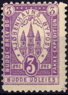 DANEMARK / DENMARK - 1887 (22 Dec) - COPENHAGEN Lauritzen & Thaulow Local Post 3øre Violet - No Gum -b - Local Post Stamps