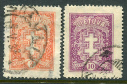 LITHUANIA 1931 Definitive 2 C, 10 C.  Used. Michel 314-15 - Lithuania