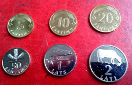 Mucca LATVIA Lettland All 1992 Year 5,10,20, 50 ,1 , 2 Lats, Lati COW COIN UNC Rare Seti  FROM MINT ROLL - Letland