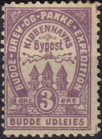 DANEMARK / DENMARK - 1887 (2 Dec) - COPENHAGEN Lauritzen & Thaulow Local Post 3øre Violet - Mint* - Emissions Locales