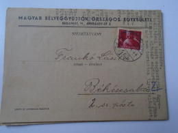 D194145  HUNGARY - National Association Of Hungarian Stamp Collectors - Mailed Circular 1947  -Frankó Bekescsaba - Brieven En Documenten