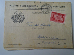 D194152  HUNGARY - National Association Of Hungarian Stamp Collectors - Mailed Circular 1949  -Frankó Bekescsaba - Covers & Documents