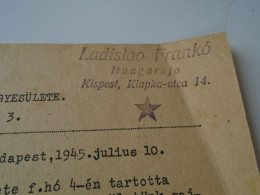 D194154  HUNGARY - National Association Of Hungarian Stamp Collectors -   Circular 1945 -Frankó Kispest Esperanto - Brieven En Documenten