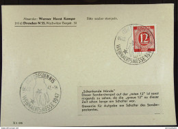 SBZ: Sammler-Karte Mit 12 Pf Ziffer So-Stpl. "Schenkende Hände" -WEIHNACHTSMESSE 1947 DRESDEN N15 Vom 6.12.47 Knr: 919 - Lettres & Documents