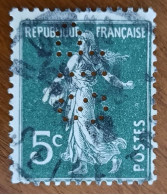 France - Perforé "SIP" 122 - Ind 7F -1906 - "Semeuse" 5c - N°137 - Used Stamps