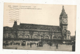 Cp, Chemin De Fer , LA GARE DE LYON ,75,  PARIS, THE TERMINUS OF THE LYONS-MEDITERRANEAN RAILWAY, Voyagée 1924 - Stazioni Senza Treni