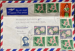 SWITZERLAND 1963, COVER USED TO USA, PRO JUVENTUTE, MULTI 11 STAMP, FLOWER, MOTHER & CHILD, CHILD'S WORLD, ANNA HEER, ZU - Lettres & Documents