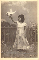 ENFANTS - Fille - Portrait - Oiseau - Robe - Fleurs - Carte Postale Ancienne - Portraits