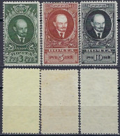 Russia / USSR, 1939, Scott# 620-622, Michel# 687-689, Lenin, No Wmk, Complete, MNH (5rub MvLH) - Lénine