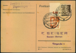 BADEN, 1948: 2 Pf. Freimarke Mit Leerfeld In MiF Auf Postkarte Ab FREIBURG (BREISGAU) - Bade