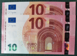 10 EURO SPAIN 2014 LAGARDE V011I6 VB CORRELATIVE PAIR RADAR 2 LAST POSITION SC FDS UNCIRCULATED  PERFECT - 10 Euro